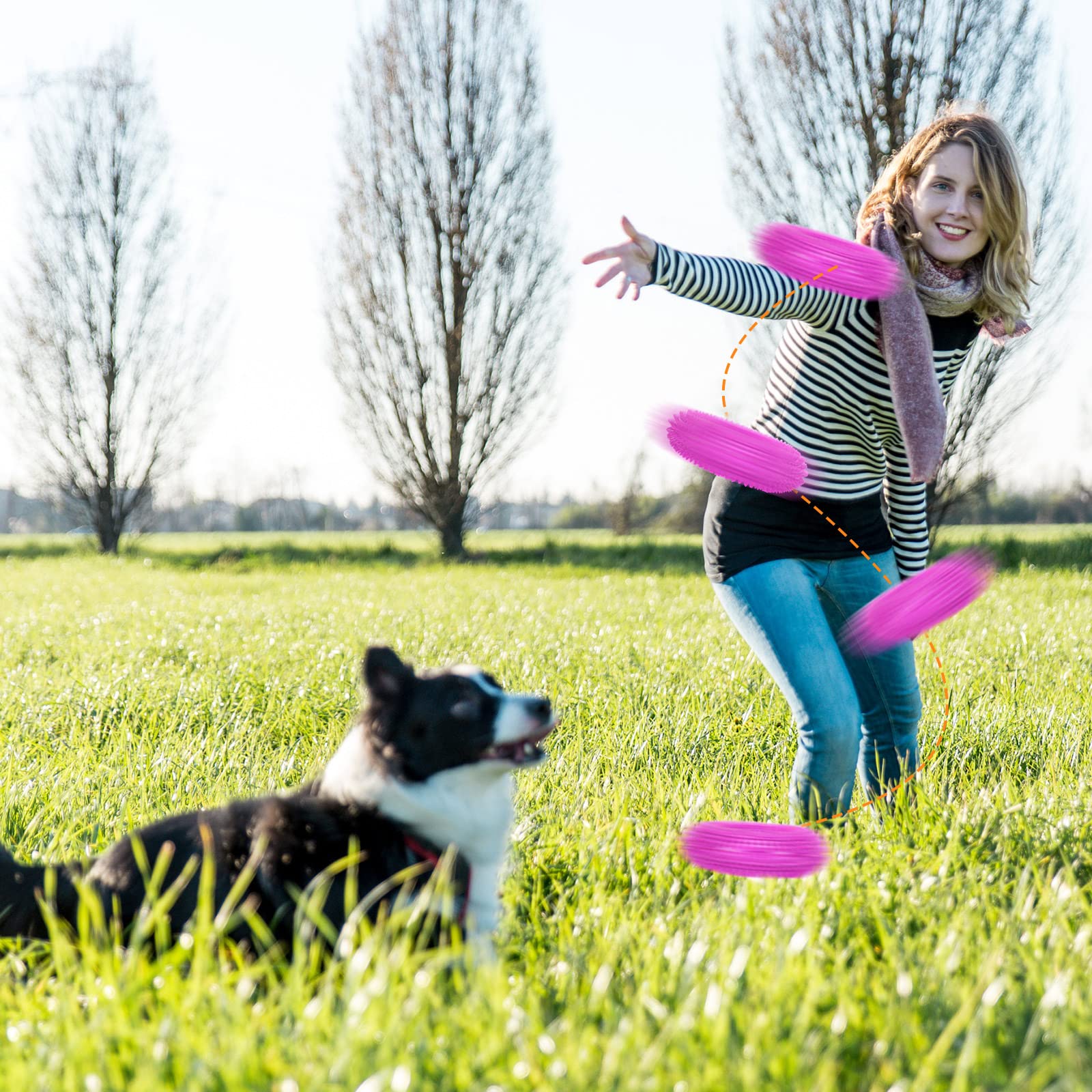 Yexiya puppy training toy set is portable for outdoor play.