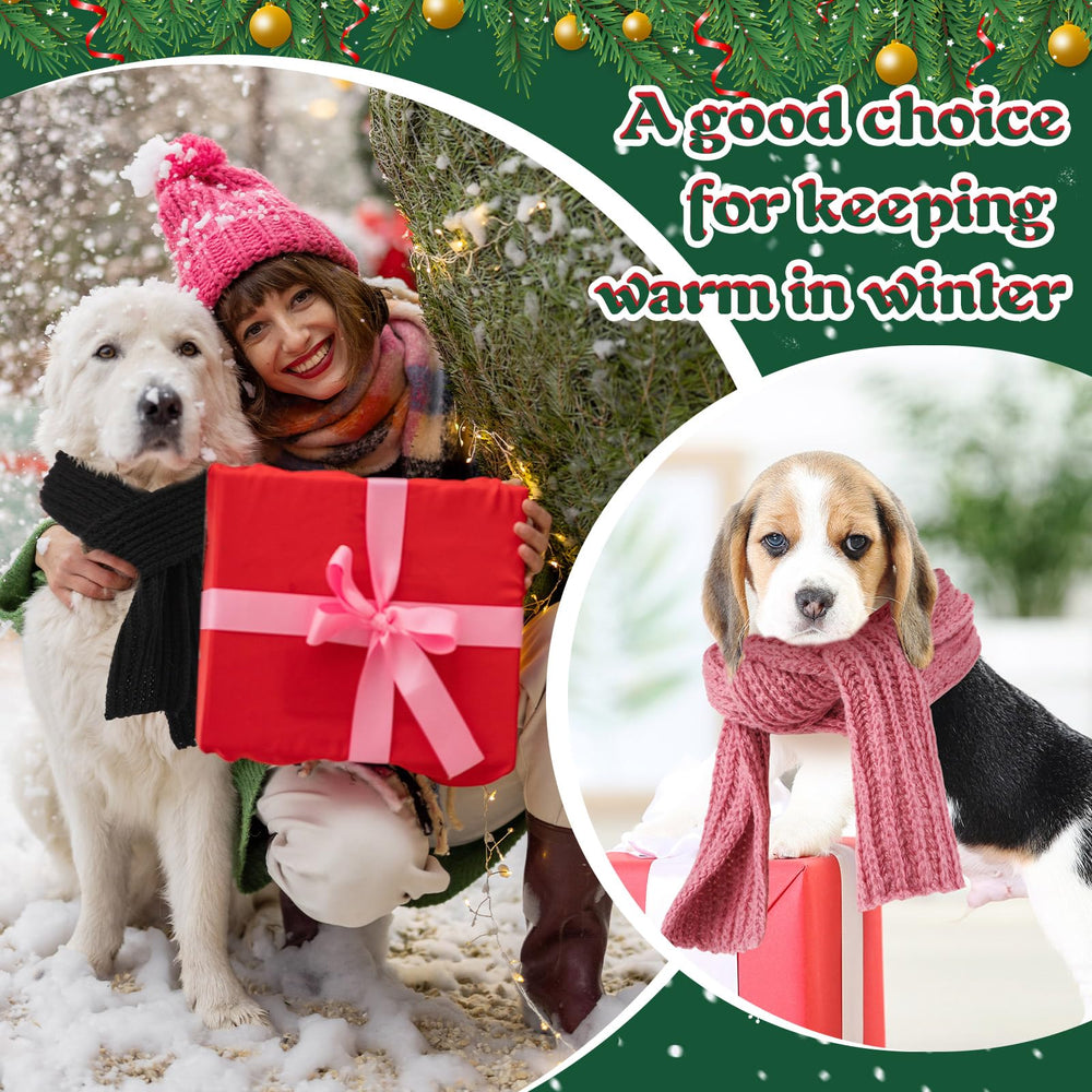 Yeyeplum black knitted dog scarf contrasts with fur for chic outfits.
