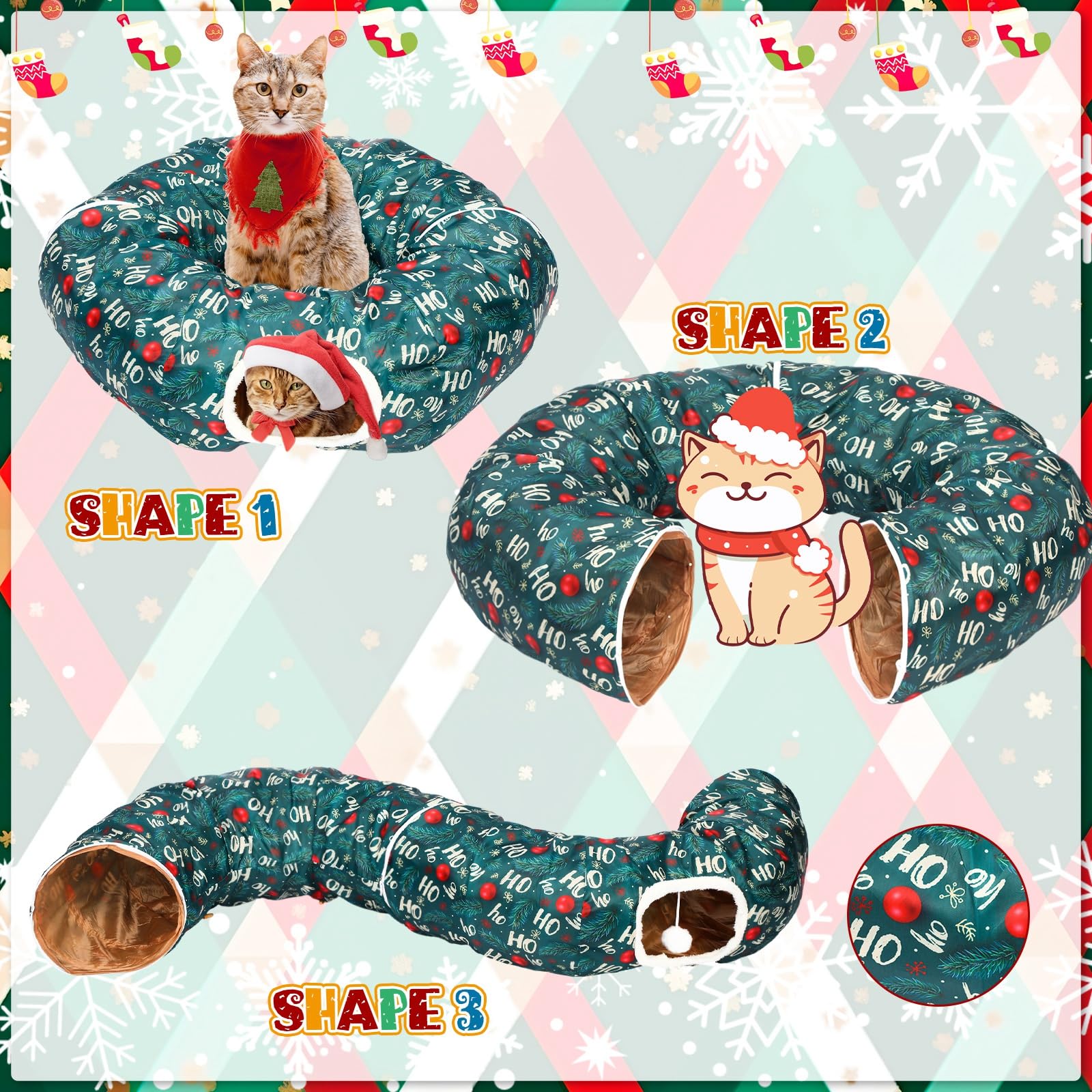 Yeyeplum cat tunnel anti-slip base keeps bed stable during play.