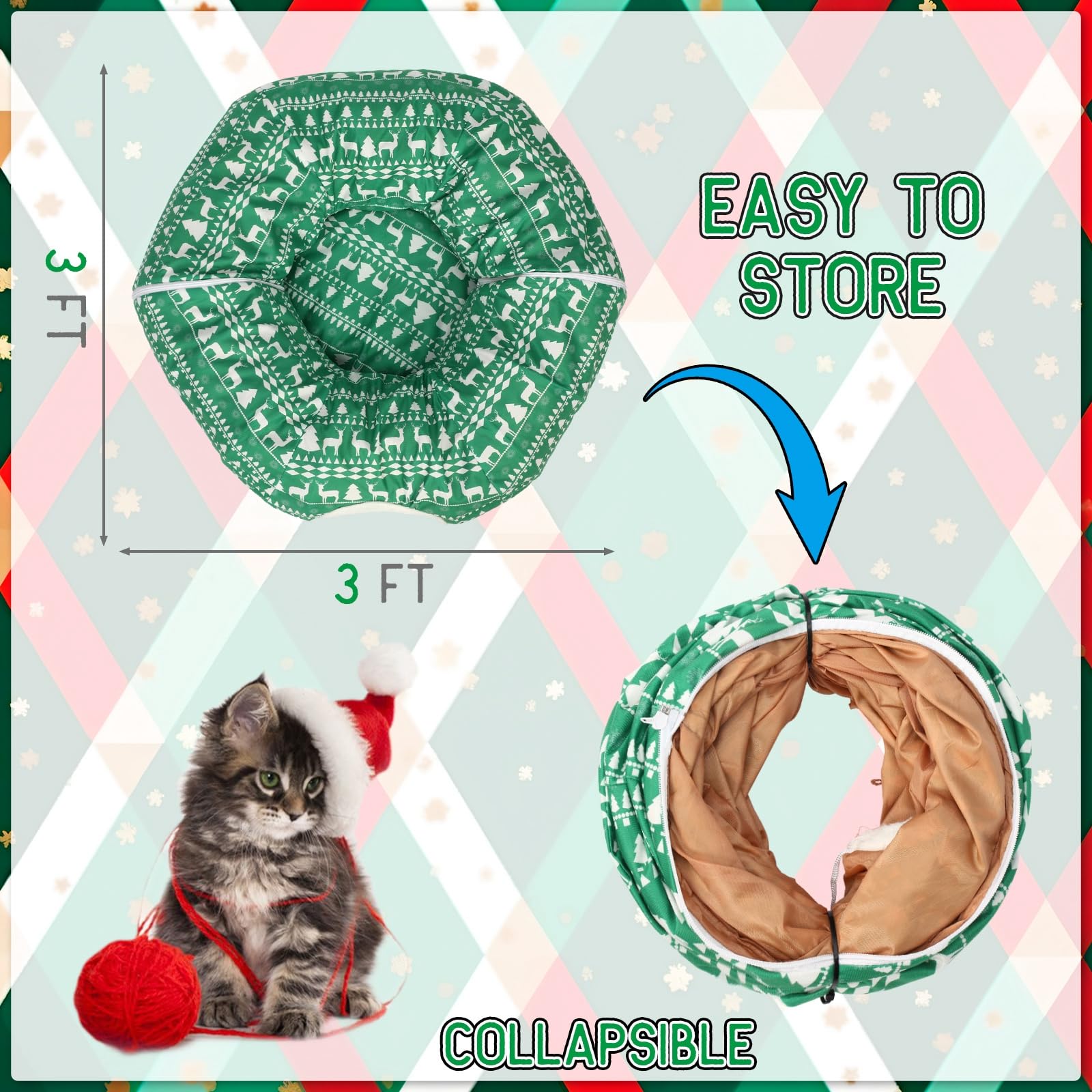 Yeyeplum cat tunnel ball-play promotes interactive fun during naps and play.