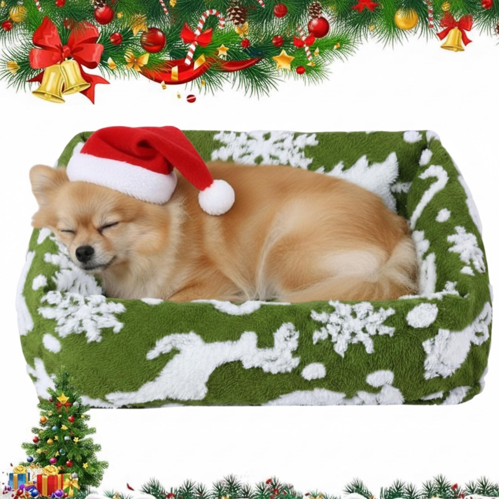 Yeyeplum Christmas dog bed cover shows festive plush fabric for cozy comfort.