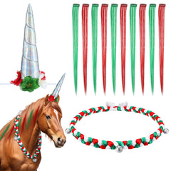 Yeyeplum floral spiral horn close-up highlights festive sparkle for holiday horse decorations.