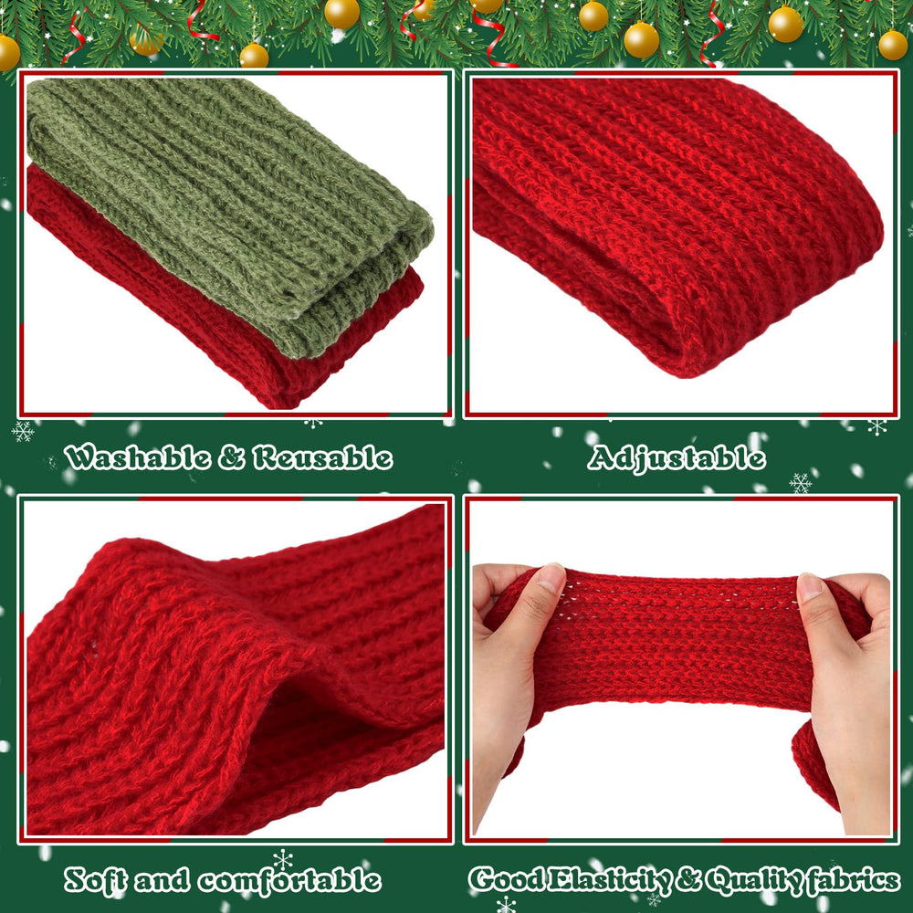 Yeyeplum pink knitted dog scarf enhances cute charm for Christmas photos.