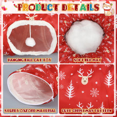 Yeyeplum tree-skirt hideout shows elk print design for festive ambiance and comfort.