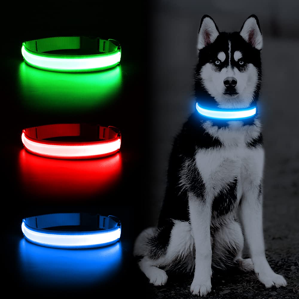 YFbrite Ultra Light LED dog collar adjustable neck sizing guide using soft tape measure