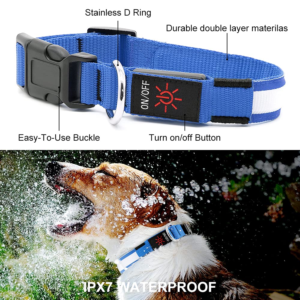 YFbrite LED dog collar USB charge port highlights convenient rechargeable power