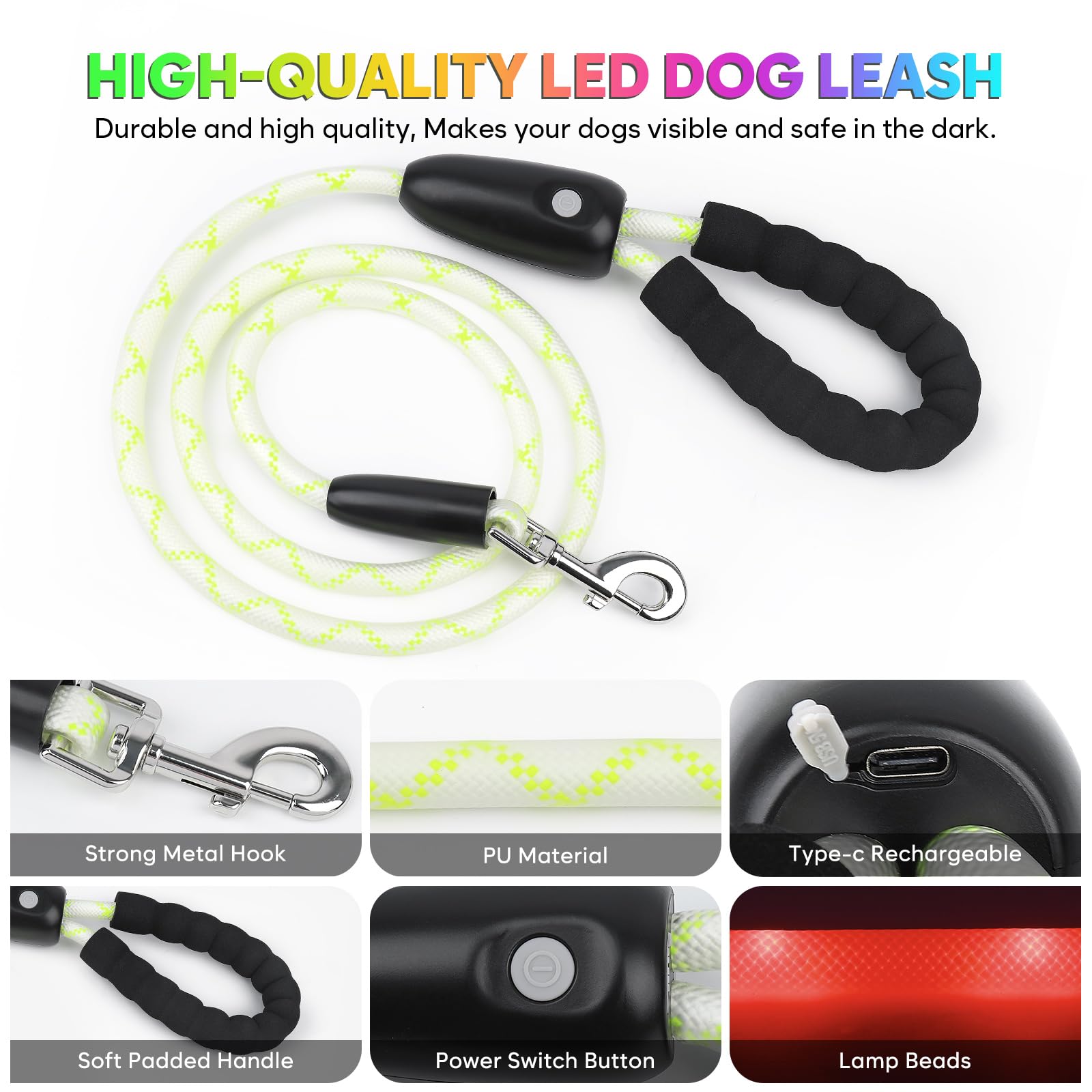YFbrite silicone waterproof leash cleans easily after outdoor use
