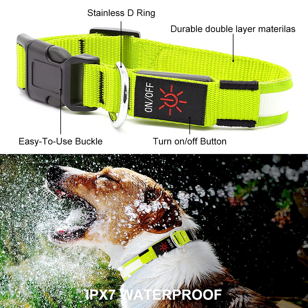 YFbrite USB rechargeable dog collar includes charging cable for convenient top-ups.