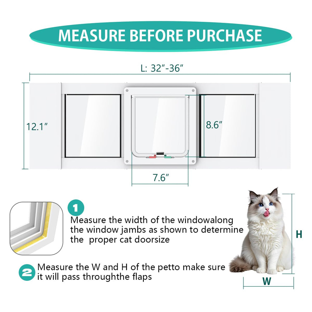 YGNNJY aluminum cat door window open showing easy, hands-free pet entry from indoors.