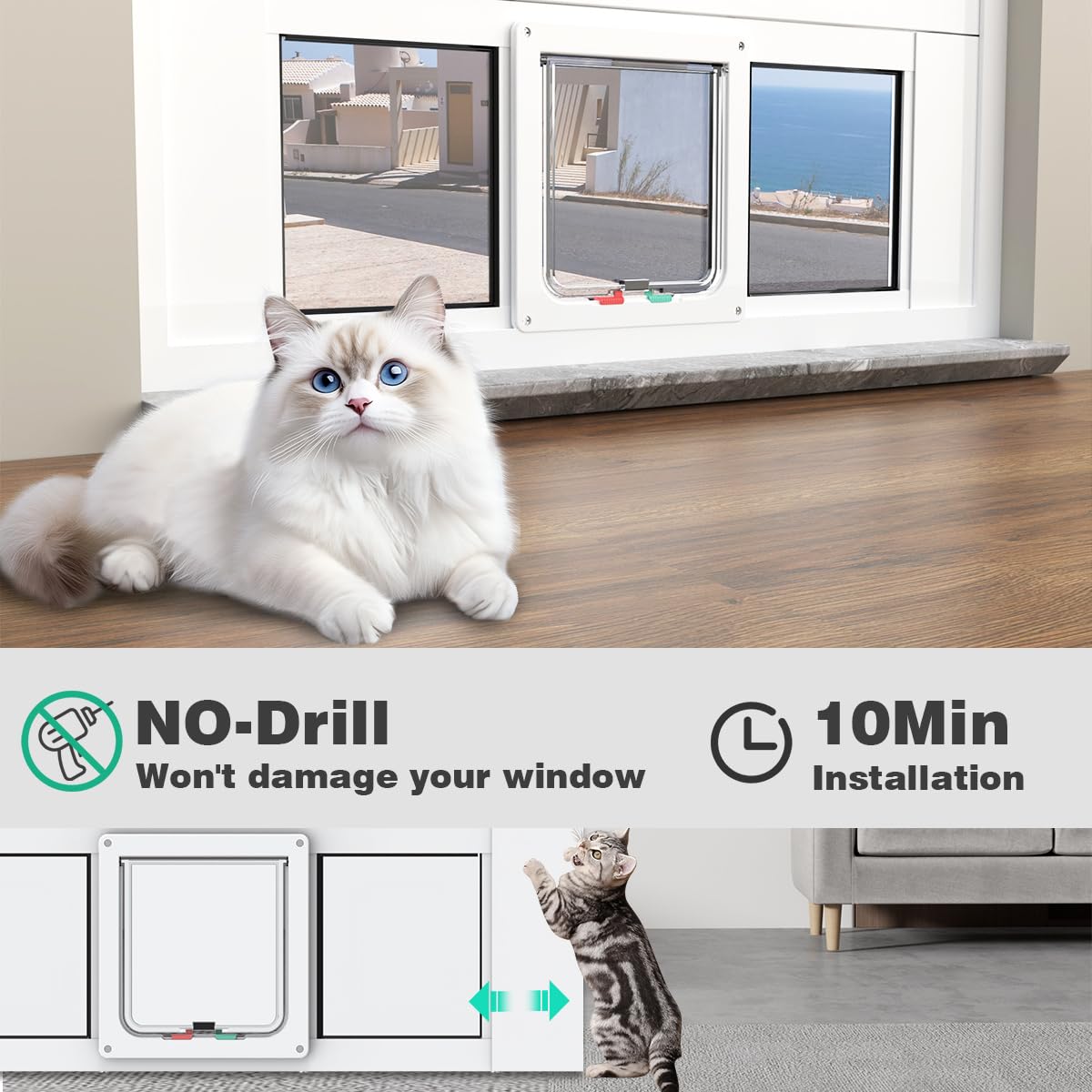 YGNNJY aluminum cat door installation steps highlight tool-free mounting