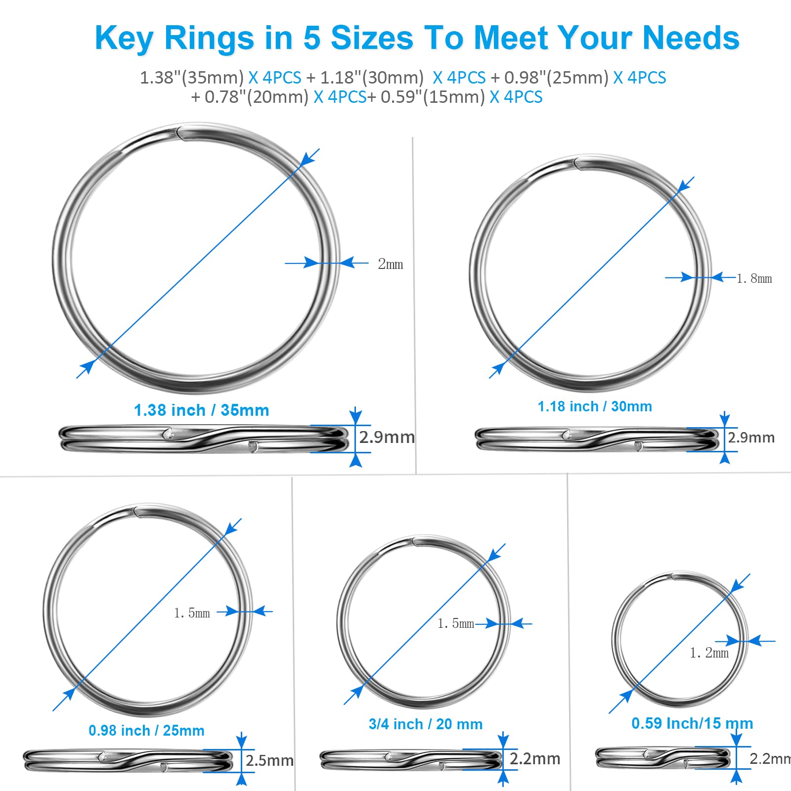 YHYZ split key ring 20mm—versatile ring for keys and crafts.
