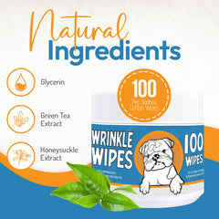 Yibesi Bulldog Wrinkle Wipes in-use folds demonstrates safe cleaning of facial wrinkles
