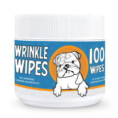 Yibesi Bulldog Wrinkle Wipes packaging shows easy, grab-and-go cleaning in a 100-count jar