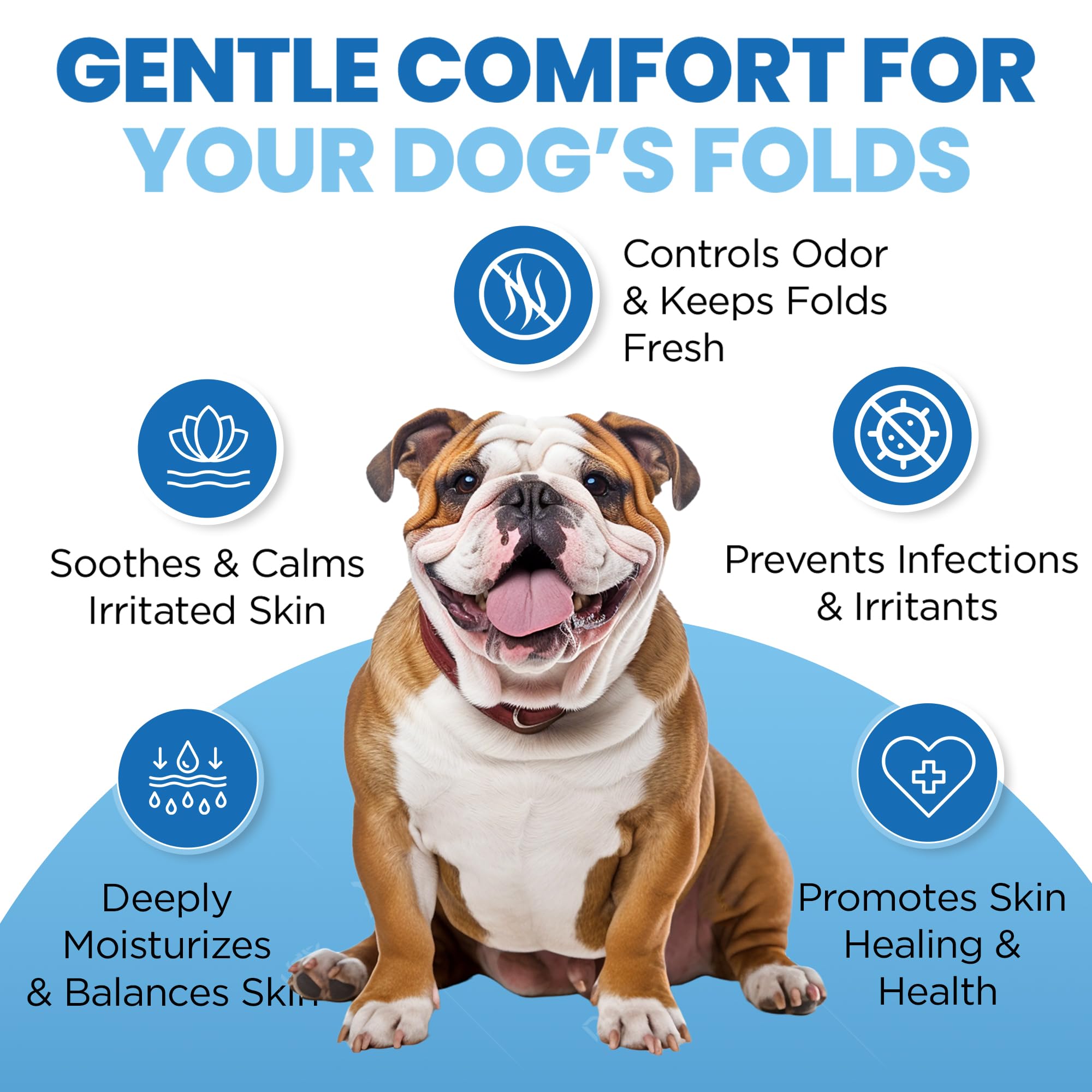 Yibesi Wrinkle Balm for Dogs close-up on dog wrinkles for skin comfort