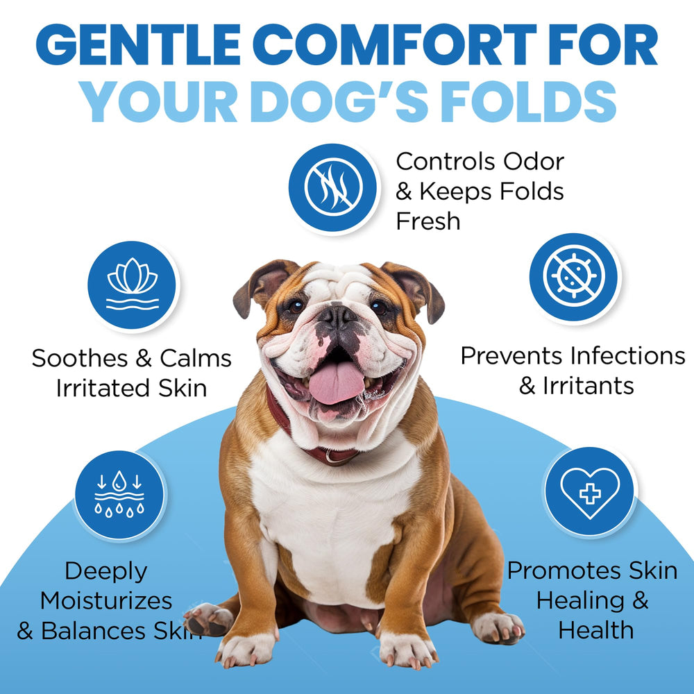 Yibesi Wrinkle Balm for Dogs close-up on dog wrinkles for skin comfort