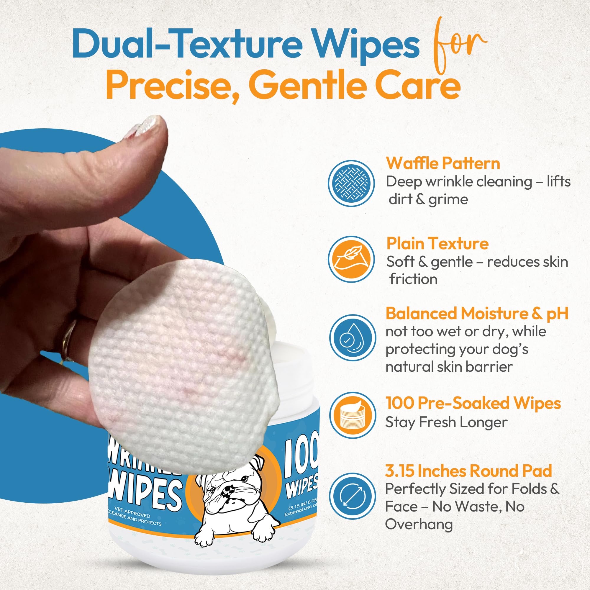 Yibesi Wrinkle Wipes waffle-pattern closeup shows dirt and odor scrubbing action