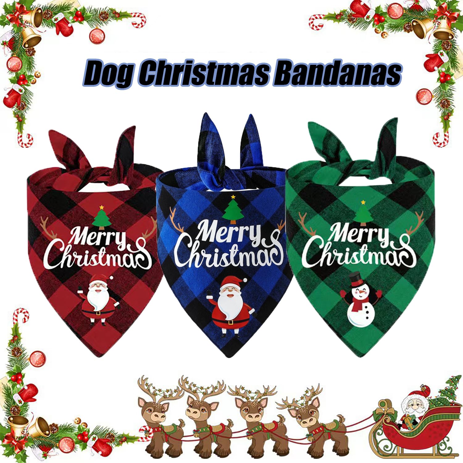 YIBIKEHO blue snowman print dog bandana adds wintry charm to walks.