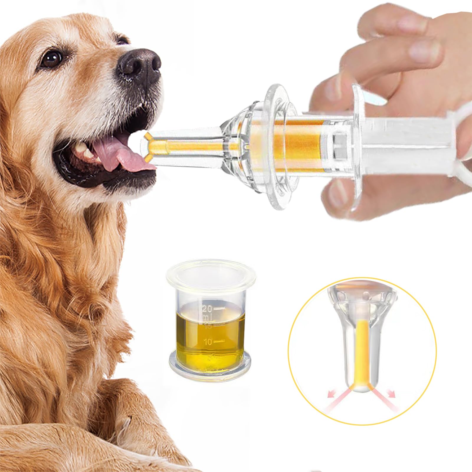 YIBIKEHO Pet Liquid Feeding Kit white assembly demonstrates complete feeding setup with easy dosing