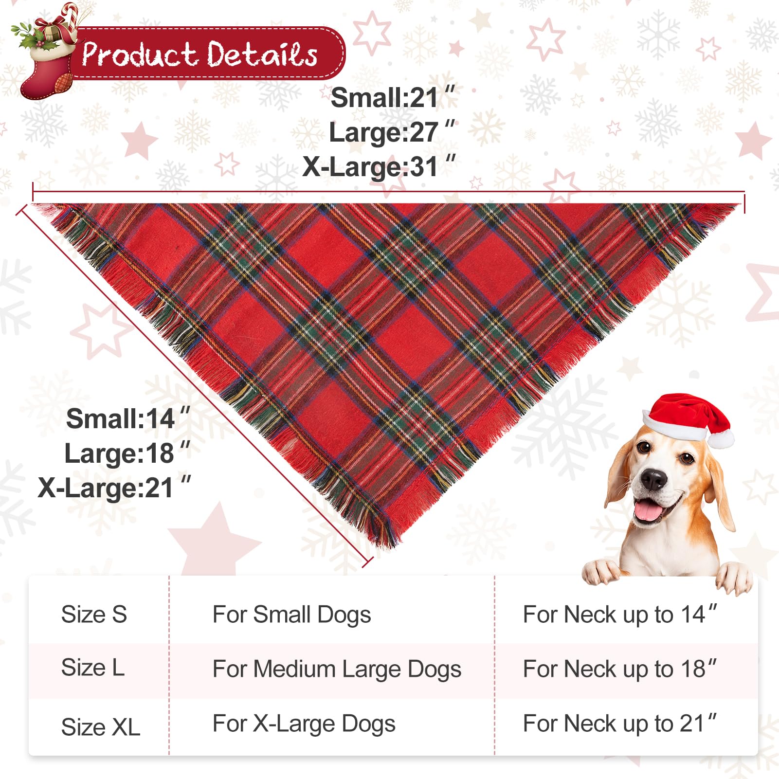 Yicostar Christmas dog bandana green plaid for stylish holiday events
