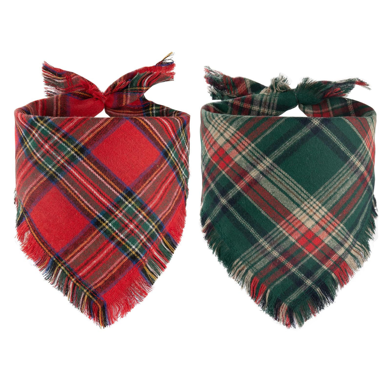 Yicostar Christmas dog bandana red plaid for festive photoshoots