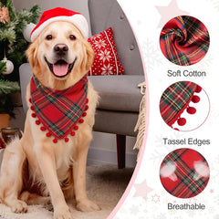 Yicostar red plaid cotton bandana provides soft comfort during holiday outings
