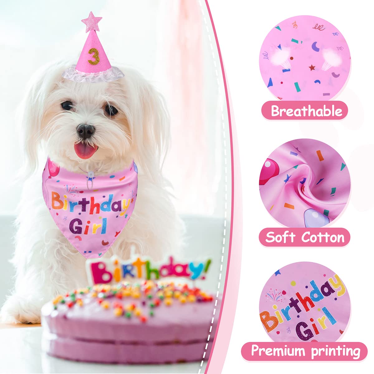 Yicostar dog birthday bandana double-sided prints offer versatile looks.