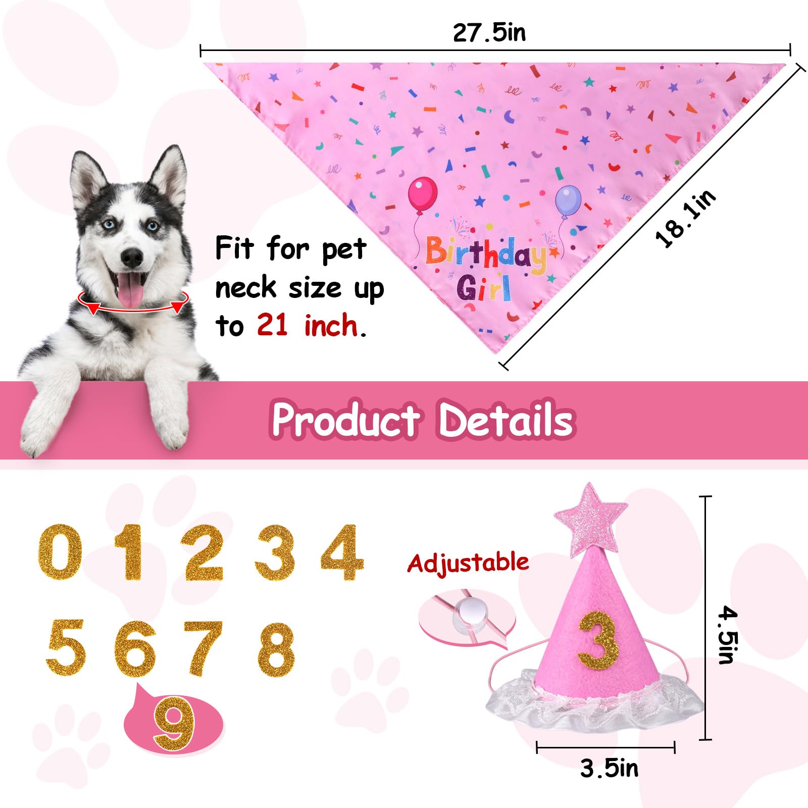 Yicostar dog birthday hat numbers showcase playful milestone styling.