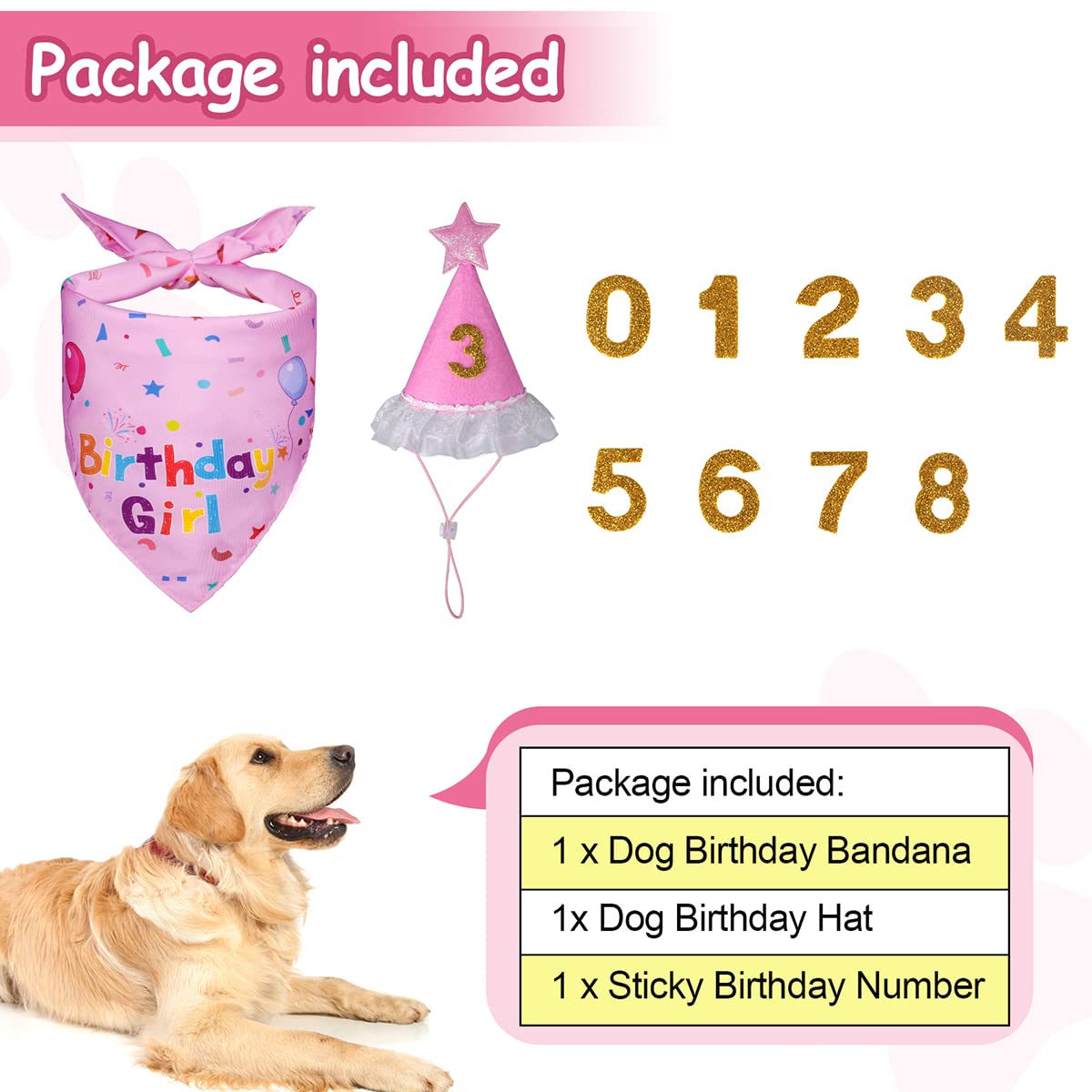 Yicostar birthday set packaged ready for quick pet dress-up.