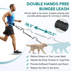 Yicostar double-dog leash for two dogs enables controlled strolls during adventures