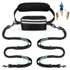 Yicostar hands-free dog leash pouch demonstrates hands-free walking with built-in storage for essentials
