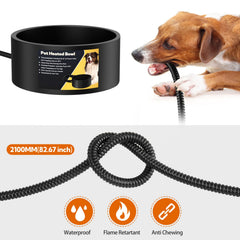 Yicostar heated water bowl with chew-resistant cord protects pets and cord from damage