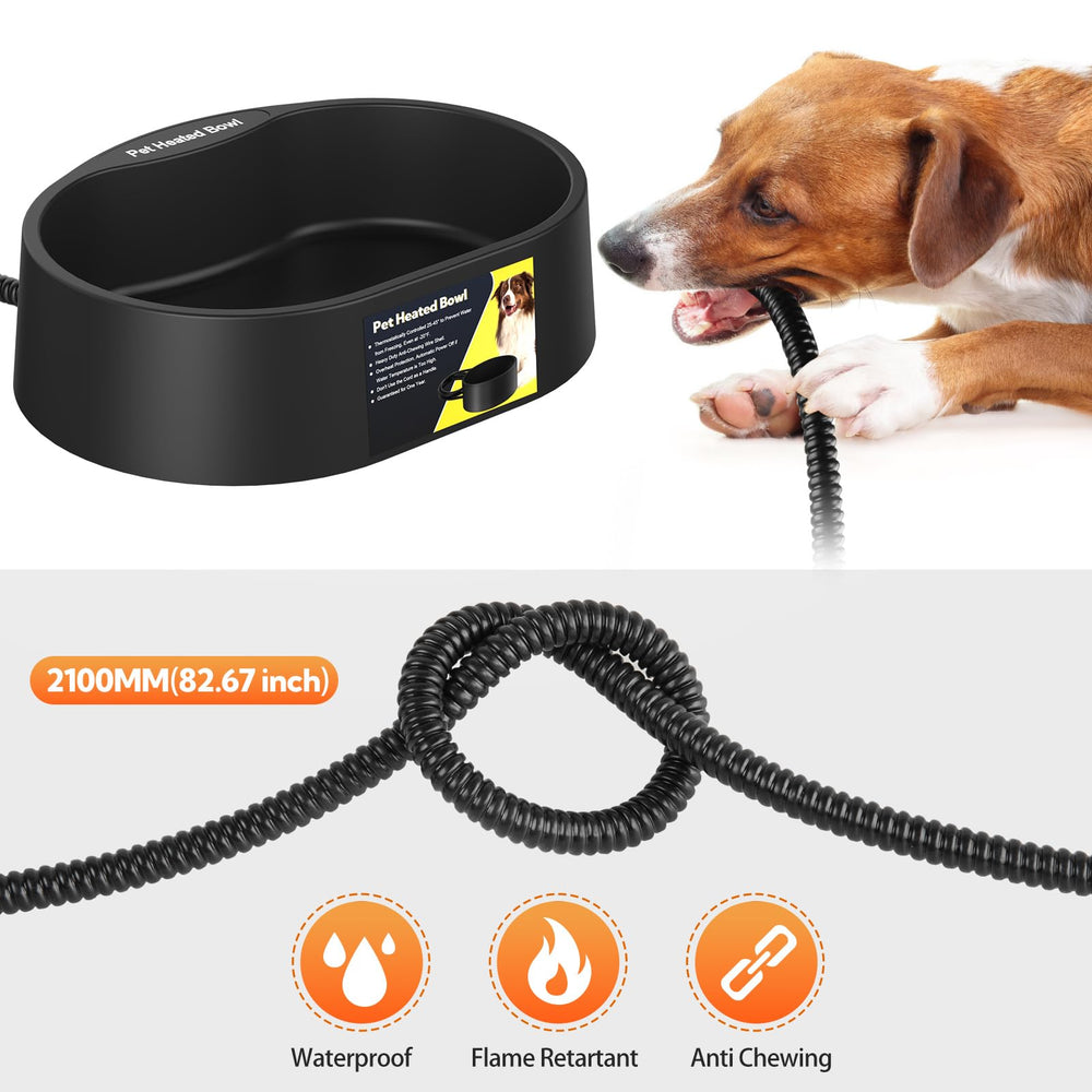 Yicostar heated water bowl outdoor anti-chew cord protects pets and wiring.
