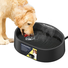 Yicostar heated water bowl outdoor black top view shows heat retention for cold days.
