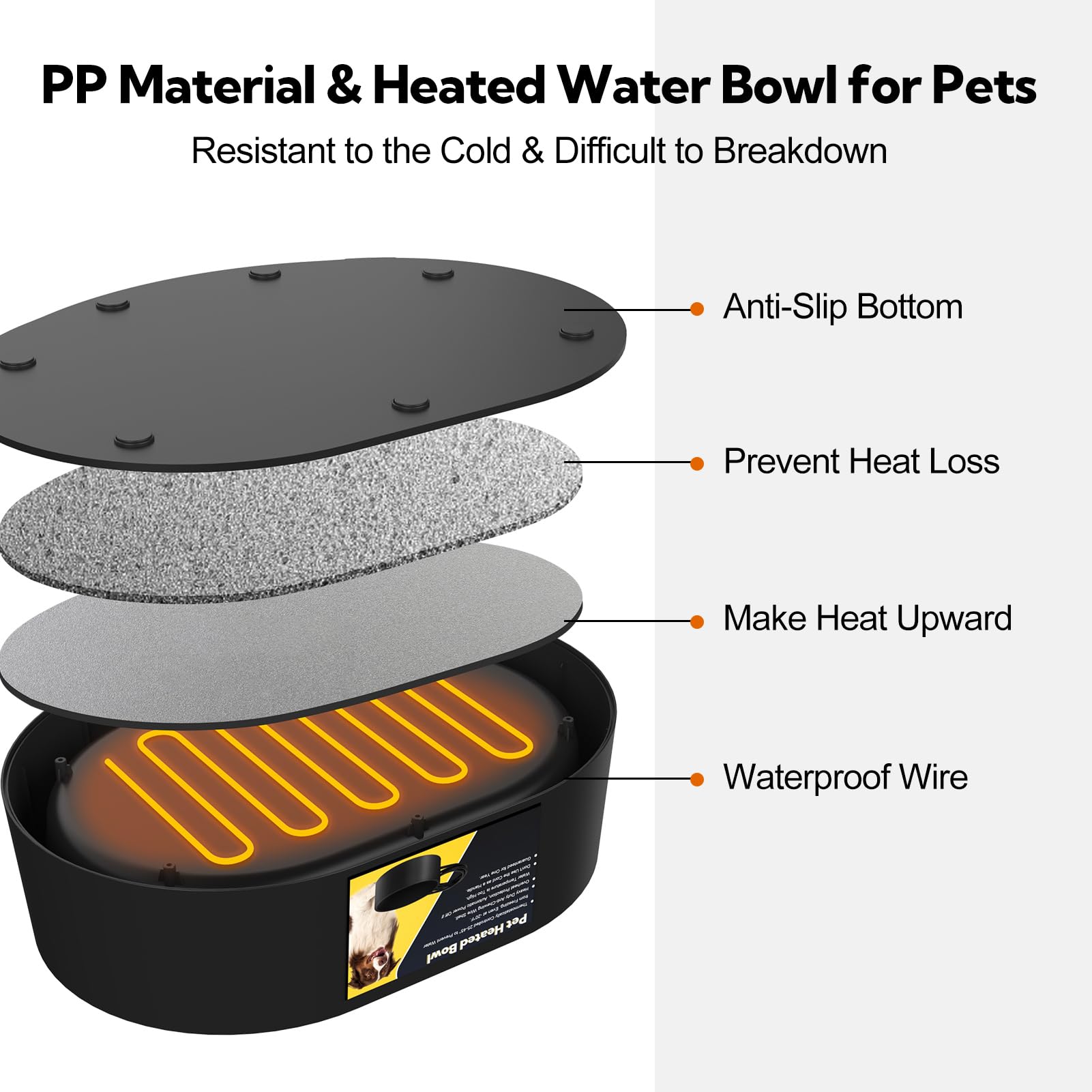 Yicostar heated water bowl outdoor weatherproof surface supports winter use.