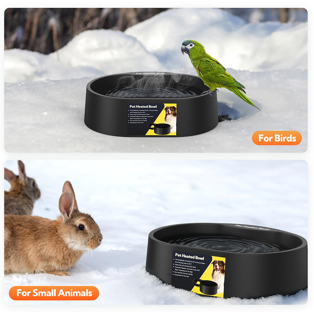 Yicostar heated water bowl outdoor winter use emphasizes energy efficient design.