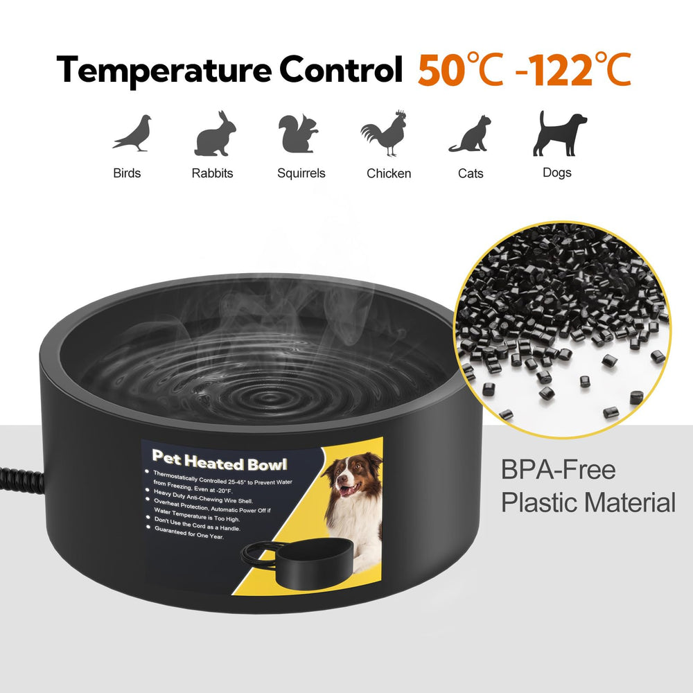 Yicostar heated water bowl with temperature control maintains consistent warm water outdoors