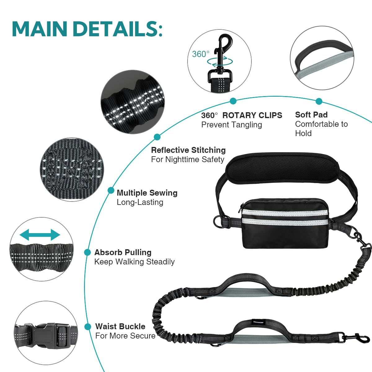 Yicostar waist belt with foam padding reduces strain during jogs