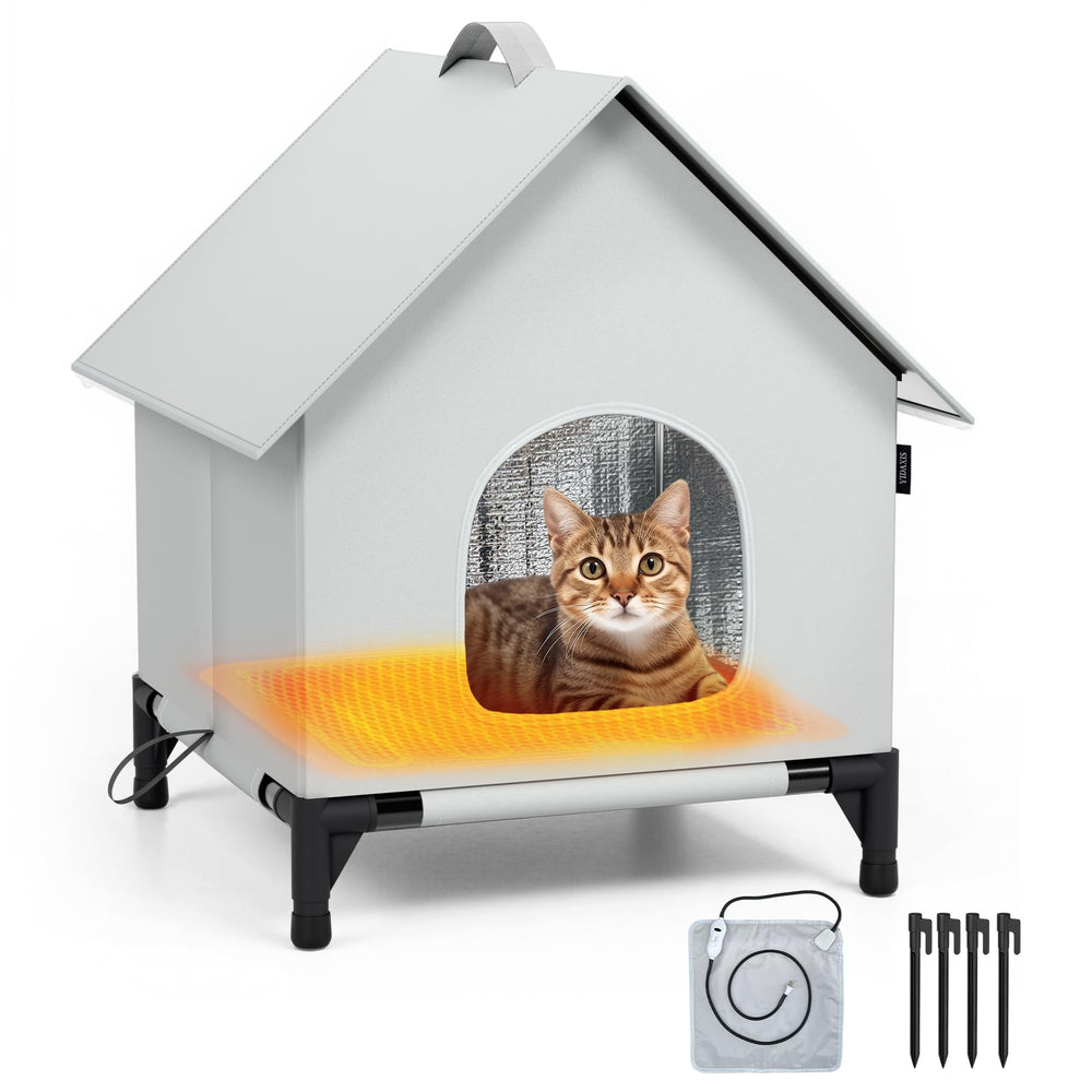 YIDAXIS heated cat house outdoor-use view highlighting raised base for dry, cozy shelter.