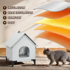 YIDAXIS heated-cat-house-weatherproof-material highlights rugged fabric protecting against rain.