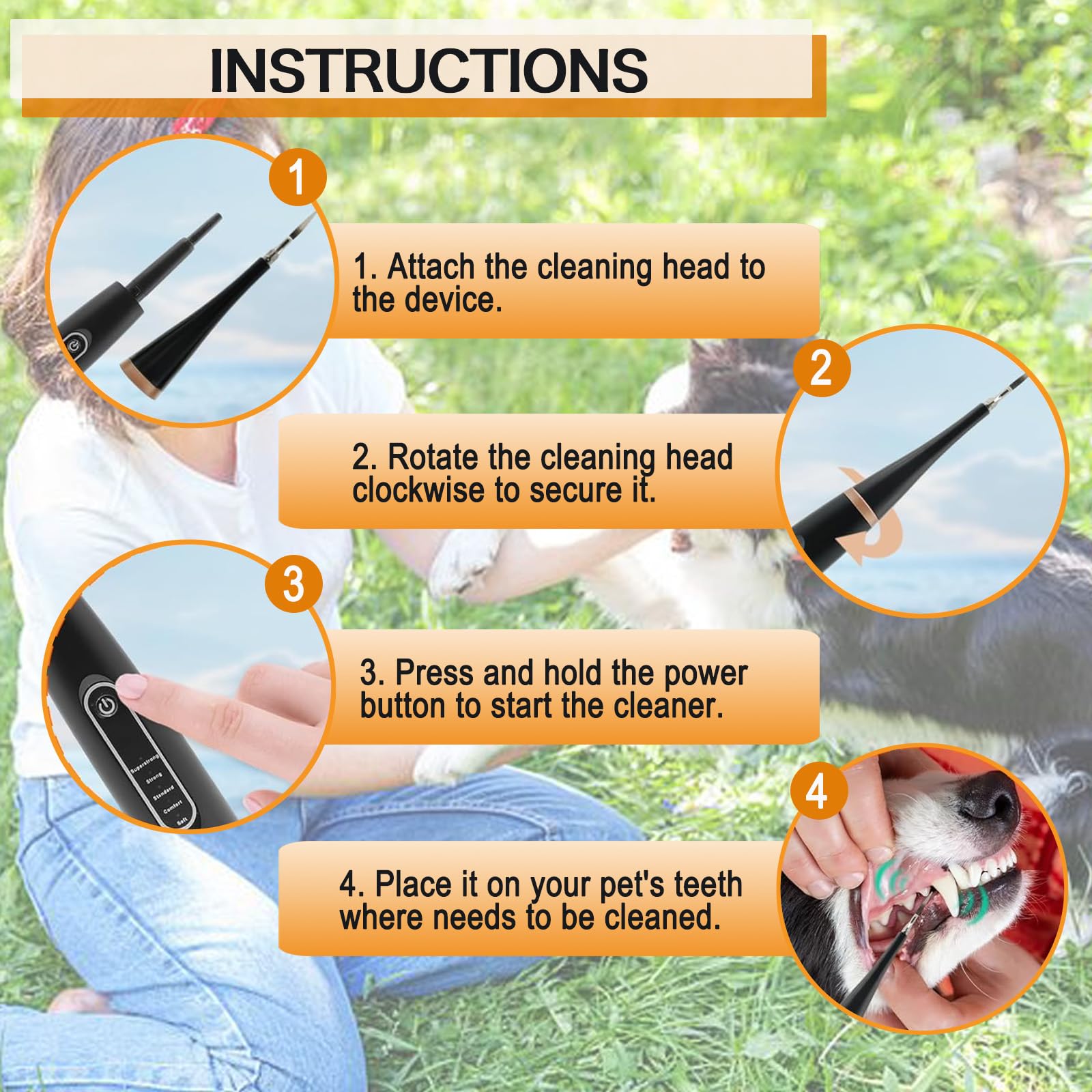 Yienshoo dog electric toothbrush kit dental probe for accurate cleaning.