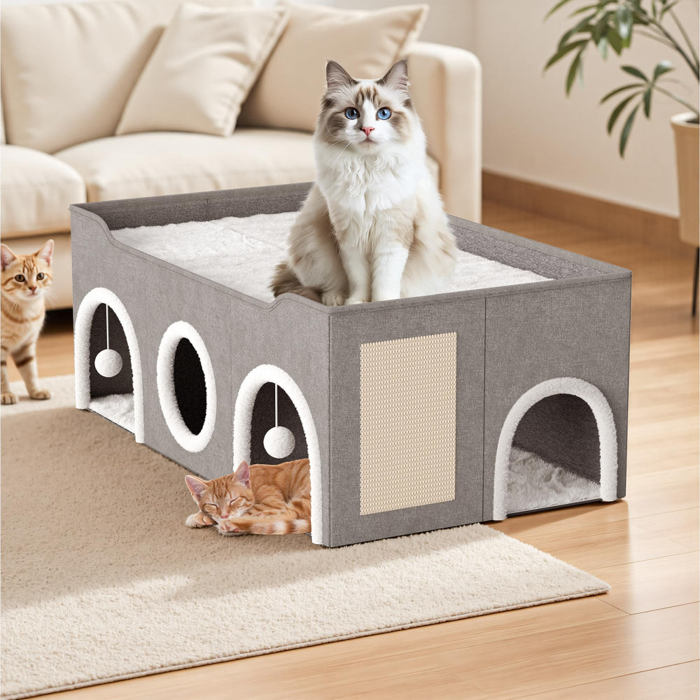 YIJIETON multi-pet family cat house suitable for cats, small dogs, or rabbits.