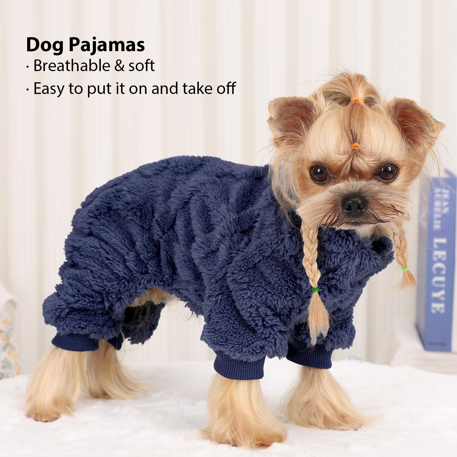 Yikeyo dog pajamas flannel warm-design closeup, soft texture and non-pill finish for daily wear.
