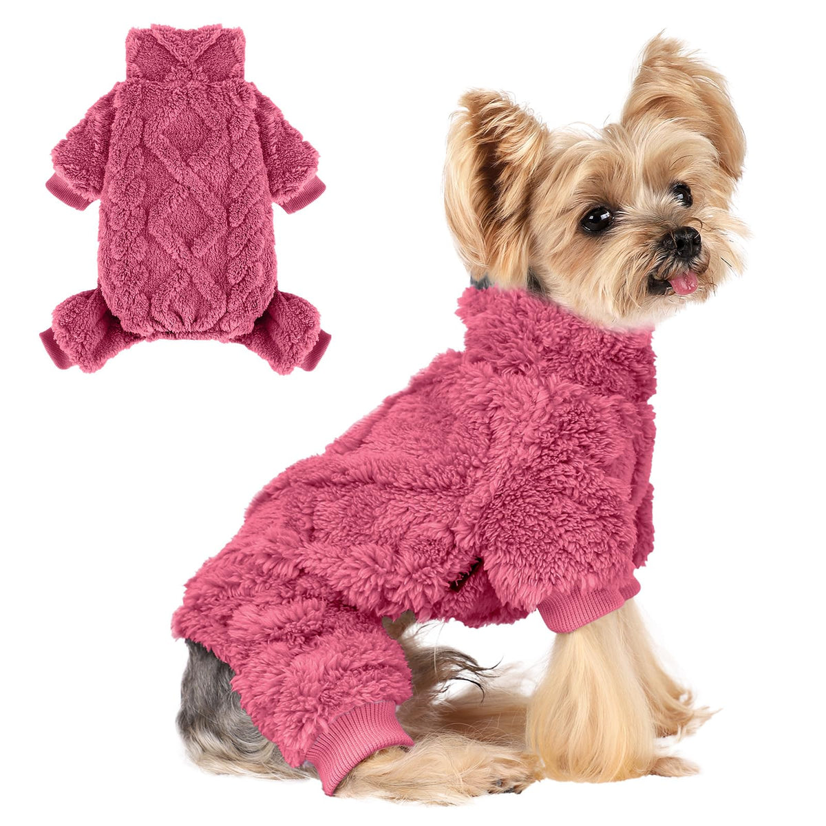 Yikeyo dog pajamas XS dark pink on a small breed for ultra-warmth