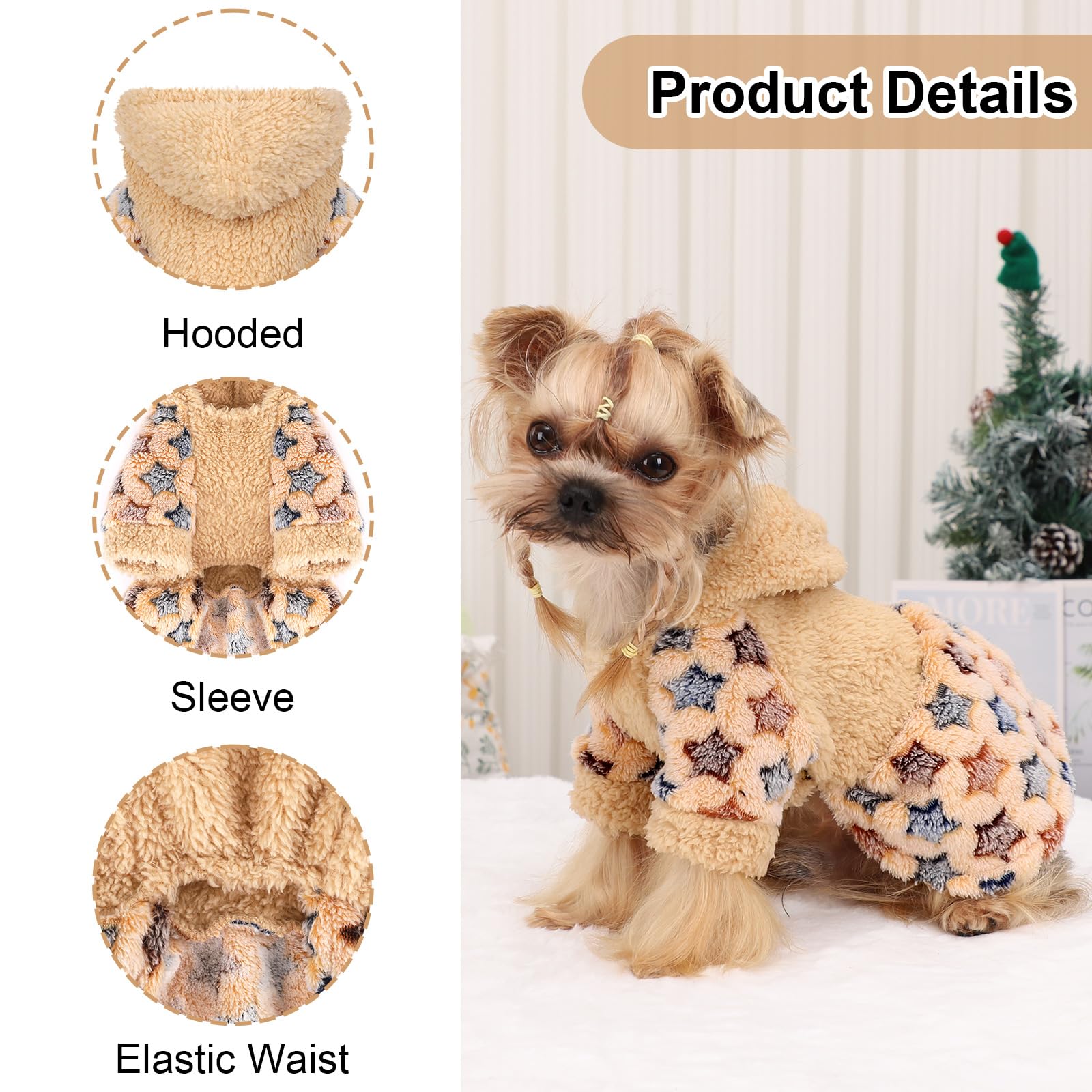 Yikeyo hoodie-detail on dog sweater dress reveals warm, easy-wear comfort