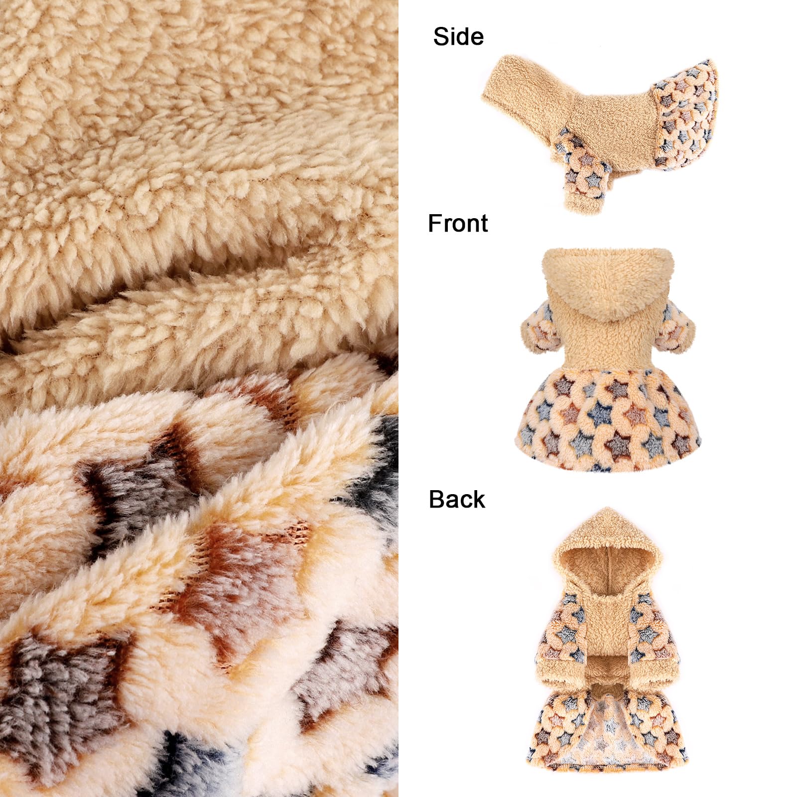 Yikeyo dog sweater dress XXS back view highlights soft fleece and snug fit