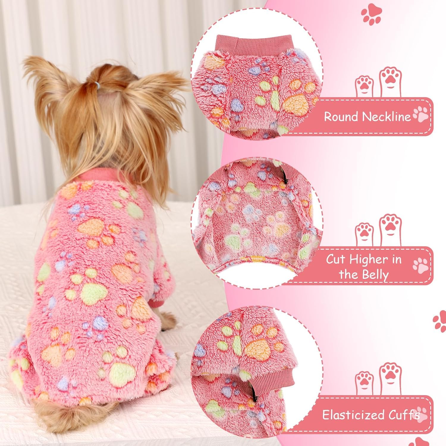 Yikeyo elastic-waist dog pajamas provide easy on-off and comfortable abdomen access