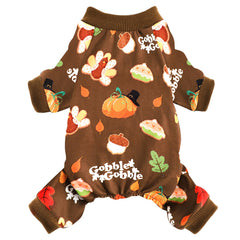 Yikeyo dog Thanksgiving pajamas with turkey pattern for small pets, cozy warmth