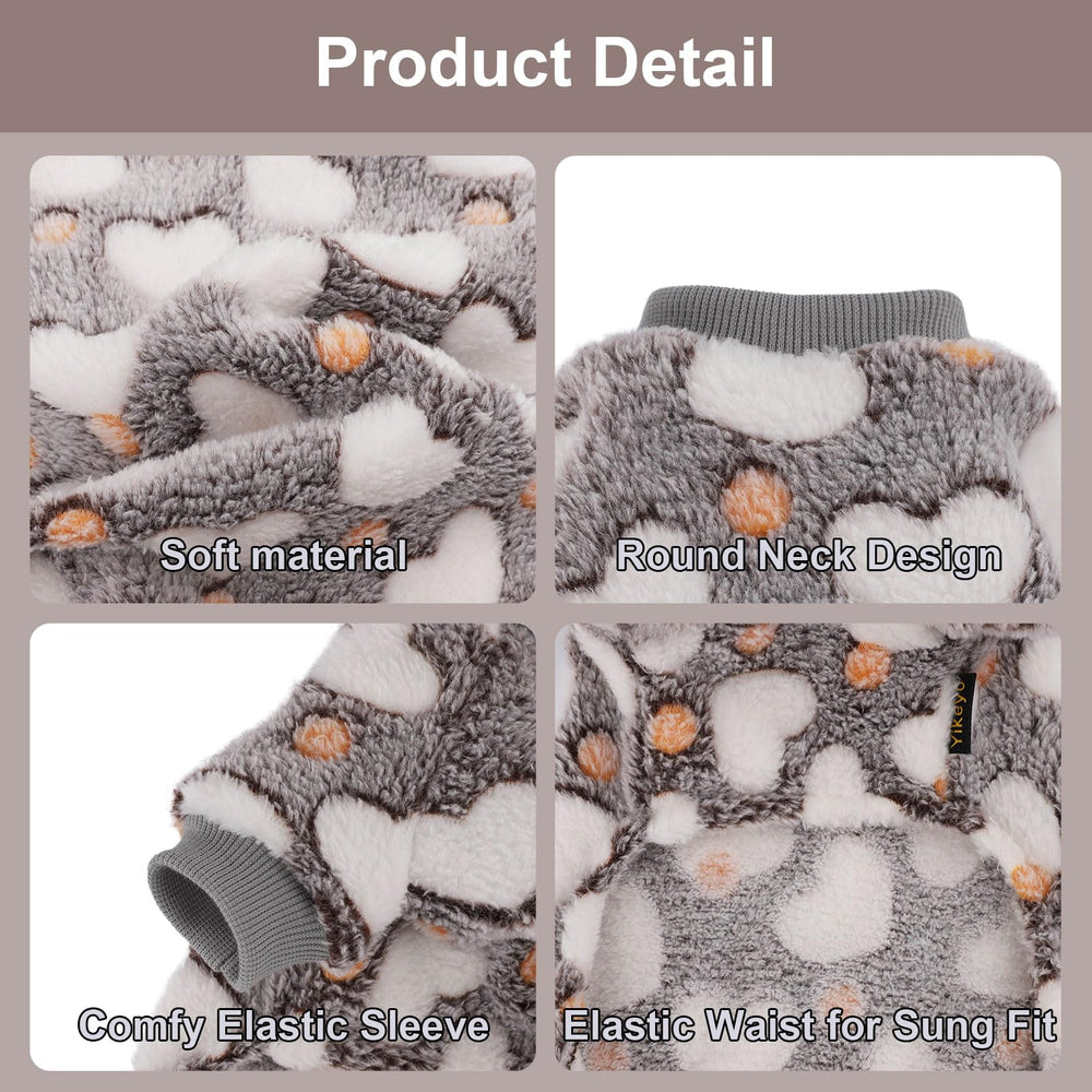 Yikeyo small dog pajamas collar detail image emphasizes soft breathable fabric