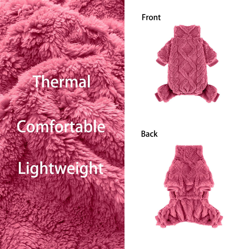 Yikeyo dog pajamas close-up shows soft fleece and hair-resistant texture