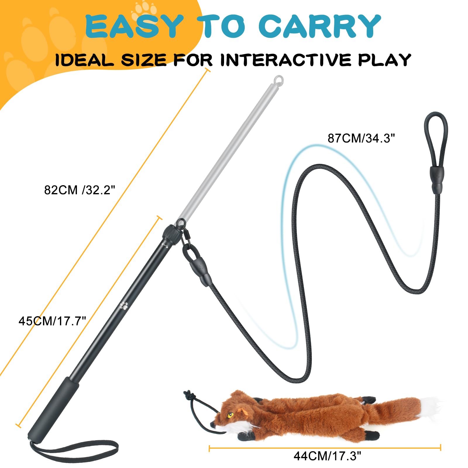 YILAKO Flirt Pole nylon rope durability withstands high tension during tug and chase.